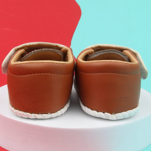 6 To 12 Months Baby Boys & Girls Booties (Brown,White)-BT5003