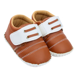 6 To 12 Months Baby Boys & Girls Booties (Brown,White)-BT5003