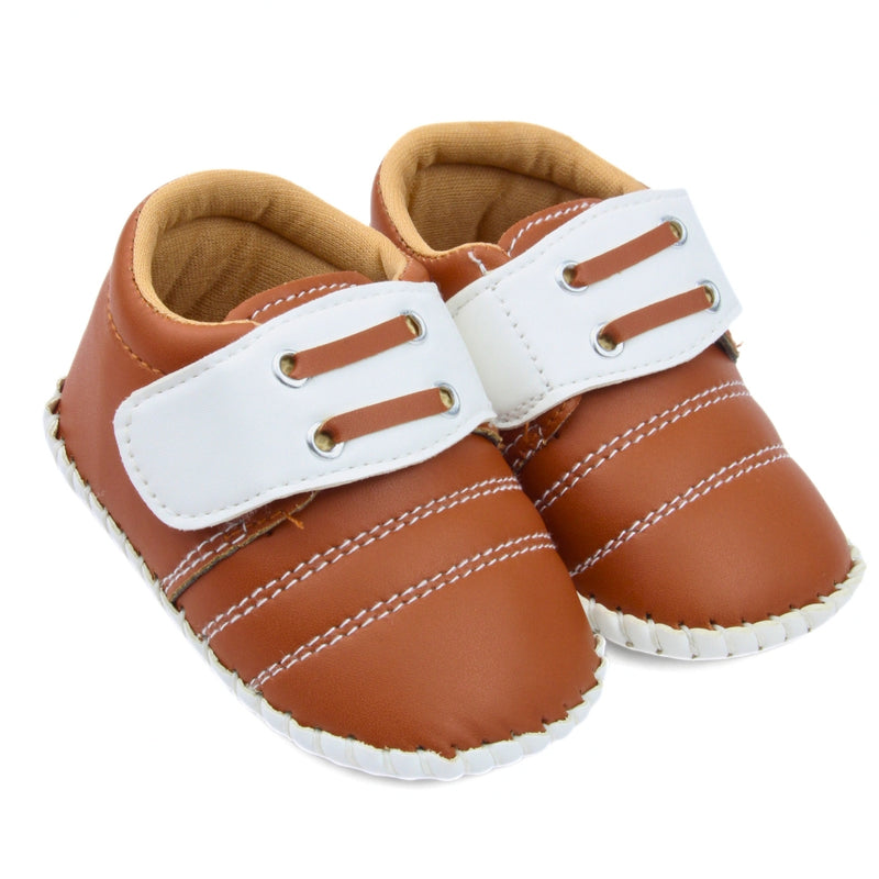 6 To 12 Months Baby Boys & Girls Booties (Brown,White)-BT5003