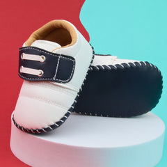 6 To 12 Months Baby Boys & Girls Booties (White,Navy)-BT5004