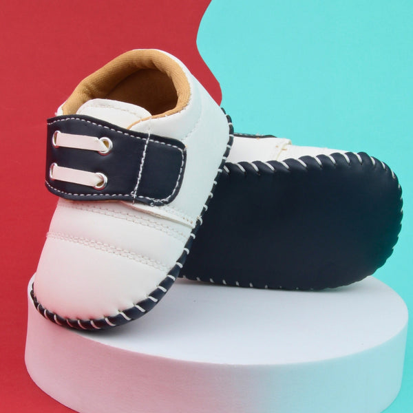 6 To 12 Months Baby Boys & Girls Booties (White,Navy)-BT5004