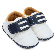 6 To 12 Months Baby Boys & Girls Booties (White,Navy)-BT5004