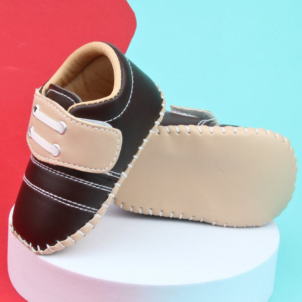 6 To 12 Months Baby Boys & Girls Booties (Dark Brown,Beige)-BT5006