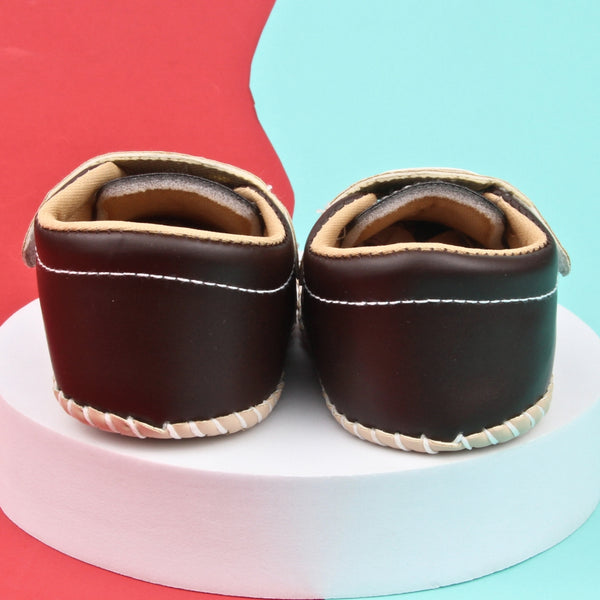 6 To 12 Months Baby Boys & Girls Booties (Dark Brown,Beige)-BT5006