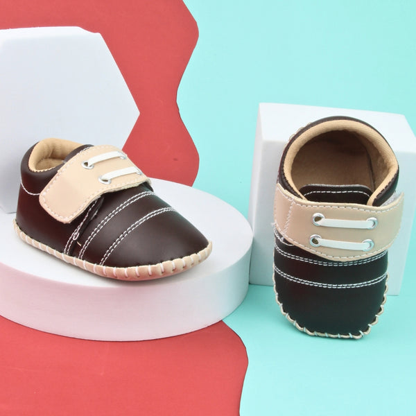6 To 12 Months Baby Boys & Girls Booties (Dark Brown,Beige)-BT5006