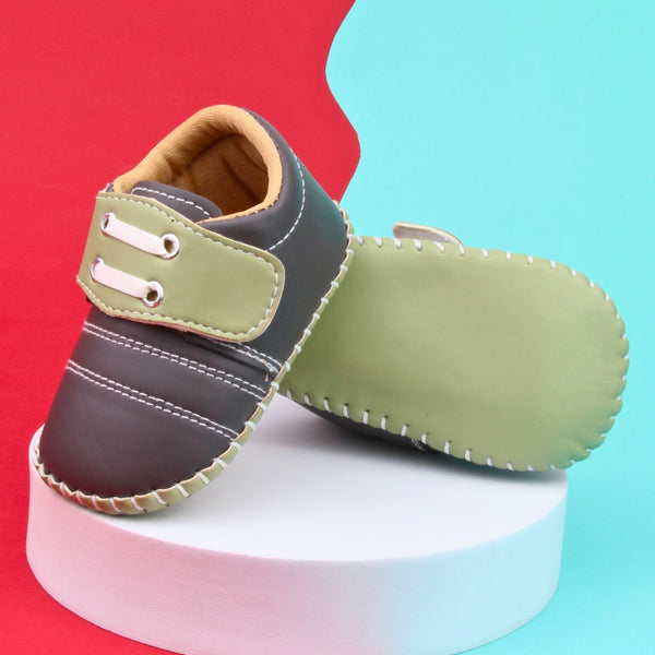 6 To 12 Months Baby Boys & Girls Booties (Grey,Green)-BT5008