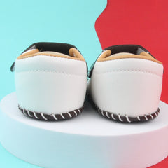 Baby Unisex Synthetic Colorblock Velcro Booties (Brown,White)-BT5009
