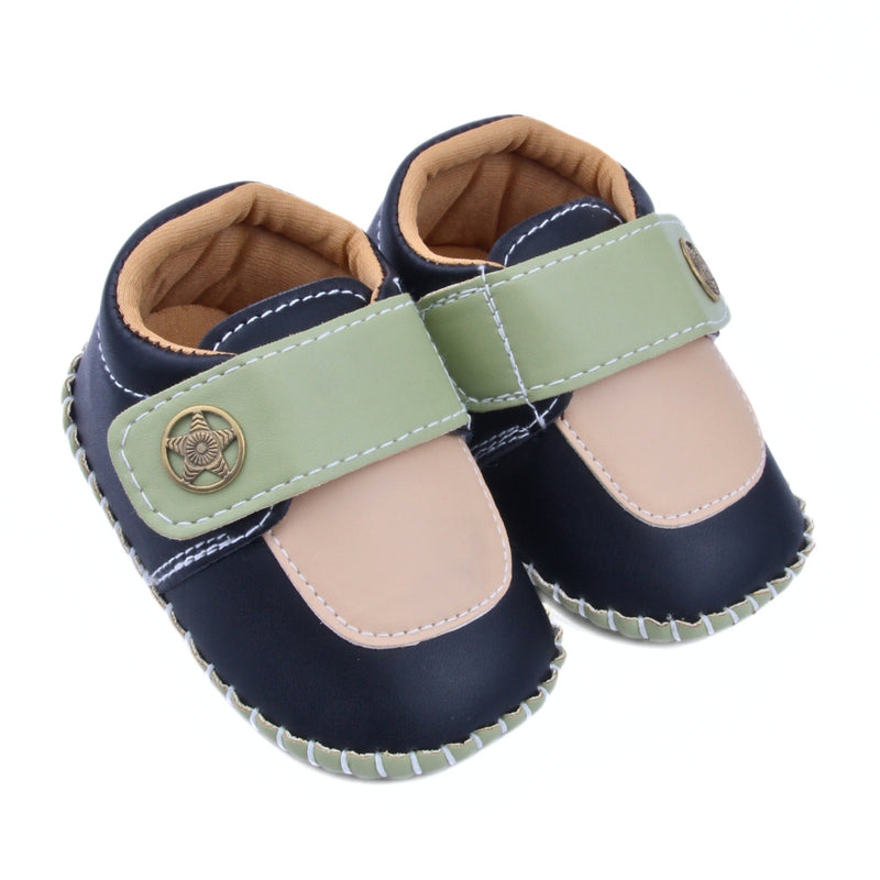 6 To 12 Months Baby Boys & Girls Star Booties (Green,Beige,Black)-BT5010