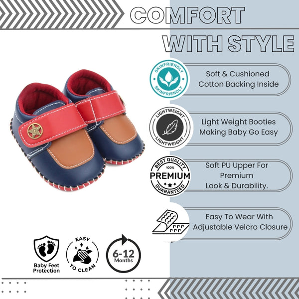 6 To 12 Months Baby Boys & Girls Star Booties (Red,Yellow,Navy)-BT5012