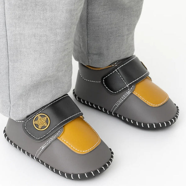 6 To 12 Months Baby Boys & Girls Star Booties (Black,Yellow,Dark Grey)-BT5013