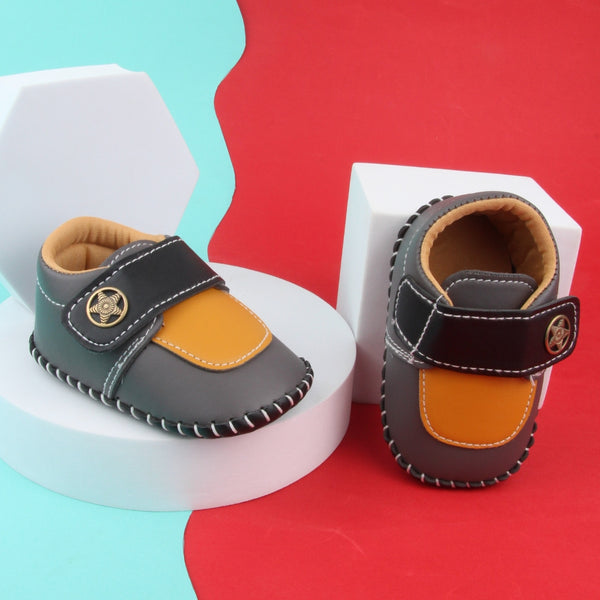6 To 12 Months Baby Boys & Girls Star Booties (Black,Yellow,Dark Grey)-BT5013