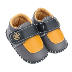 6 To 12 Months Baby Boys & Girls Star Booties (Black,Yellow,Dark Grey)-BT5013