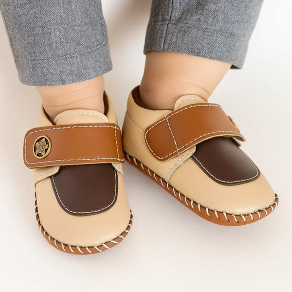 6 To 12 Months Baby Boys & Girls Star Booties (Brown,Beige)-BT5014