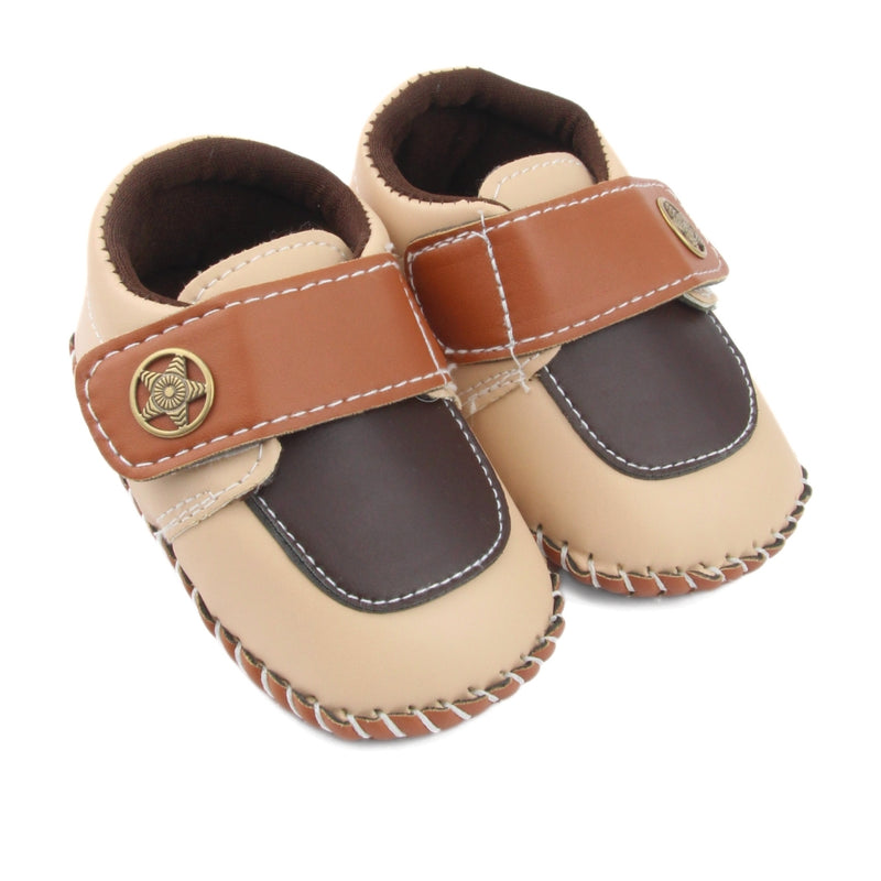 6 To 12 Months Baby Boys & Girls Star Booties (Brown,Beige)-BT5014
