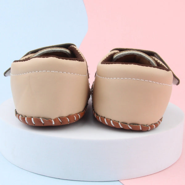 6 To 12 Months Baby Boys & Girls Star Booties (Brown,Beige)-BT5014