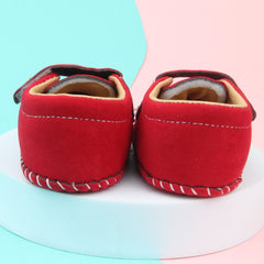 6 To 12 Months Baby Boys & Girls Velvet Star Booties (Red)-BT5018