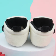 6 To 12 Months Baby Boys & Girls Side Button Booties (Off White,Black)-BT5023