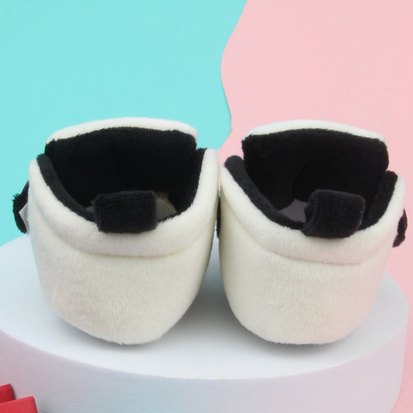 6 To 12 Months Baby Boys & Girls Side Button Booties (Off White,Black)-BT5023