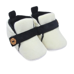 6 To 12 Months Baby Boys & Girls Side Button Booties (Off White,Black)-BT5023