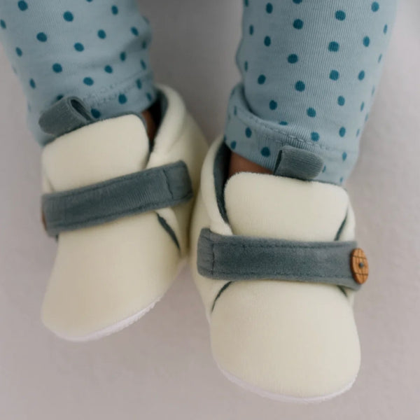 6 To 12 Months Baby Boys & Girls Side Button Booties (Off White,Grey)-BT5025