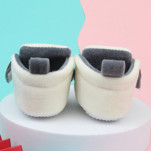 6 To 12 Months Baby Boys & Girls Side Button Booties (Off White,Grey)-BT5025
