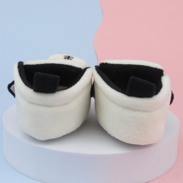 6 To 12 Months Baby Boys & Girls Animal Face Booties (Off White,Black)-BT5027