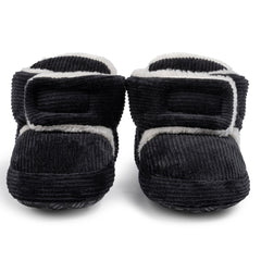 Baby Unisex Corduroy Velcro Booties (Black)-BT5030