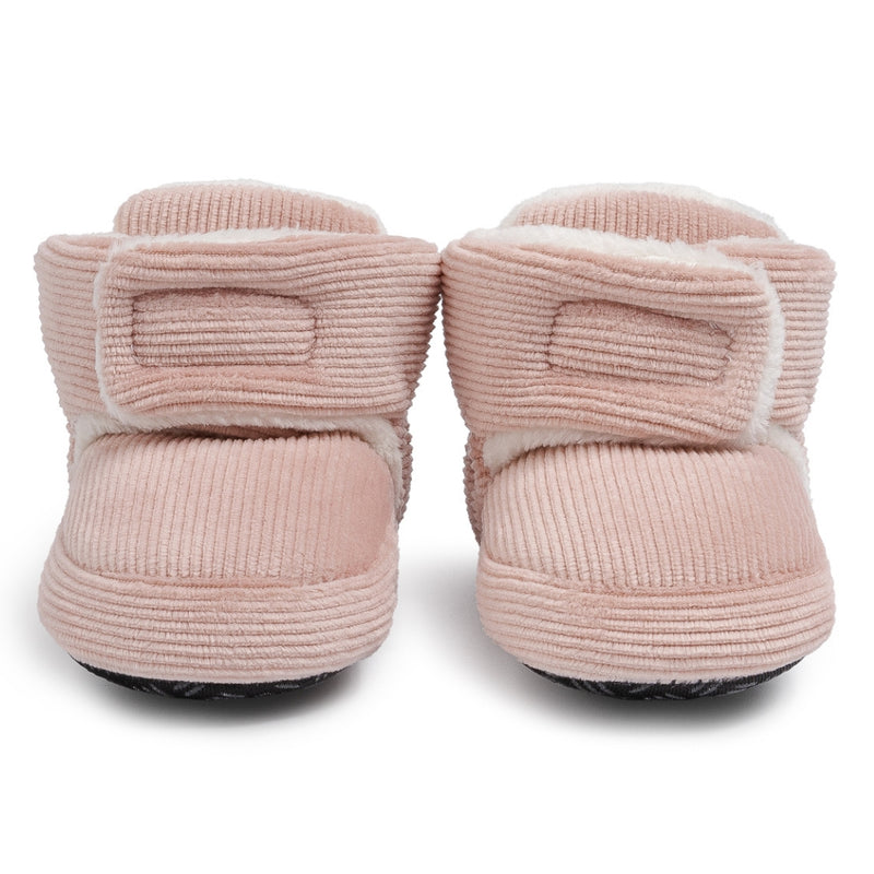 Baby Unisex Corduroy Velcro Booties (Pink)-BT5031