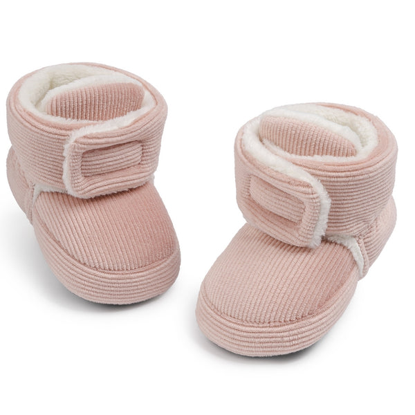 Baby Unisex Corduroy Velcro Booties (Pink)-BT5031