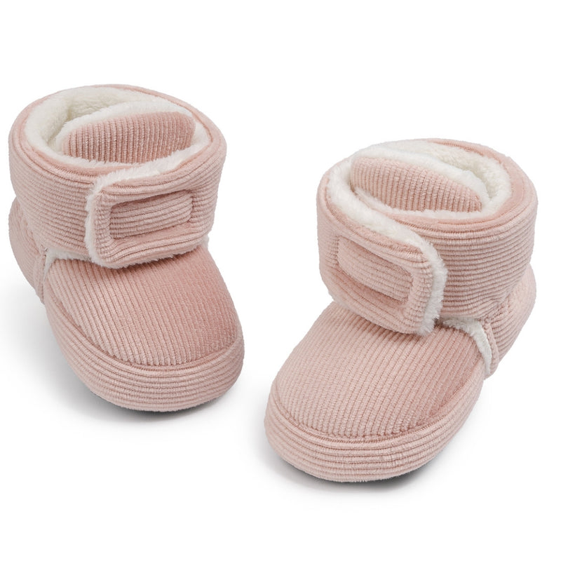 Baby Unisex Corduroy Velcro Booties (Pink)-BT5031