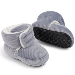 Baby Unisex Corduroy Velcro Booties (Grey)-BT5032