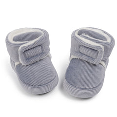 Baby Unisex Corduroy Velcro Booties (Grey)-BT5032