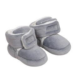 Baby Unisex Corduroy Velcro Booties (Grey)-BT5032
