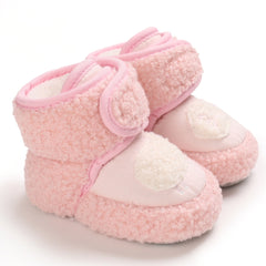 Baby Unisex Fur Animal Print Velcro Booties (Pink)-BT5036