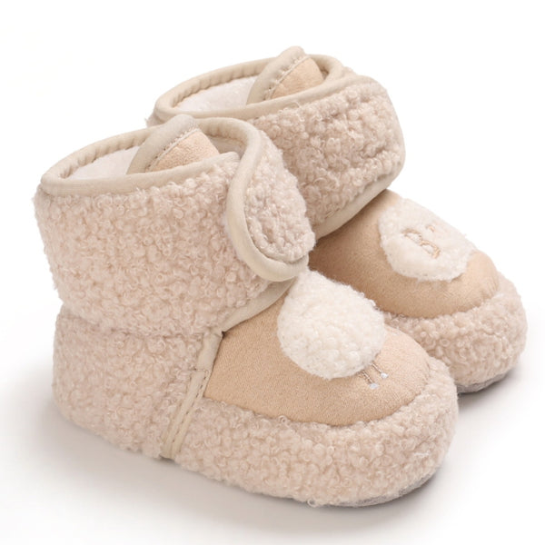 Baby Unisex Fur Animal Print Velcro Booties (Brown)-BT5037