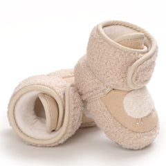 Baby Unisex Fur Animal Print Velcro Booties (Brown)-BT5037