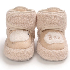 Baby Unisex Fur Animal Print Velcro Booties (Brown)-BT5037