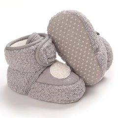 Baby Unisex Fur Animal Print Velcro Booties (Grey)-BT5038