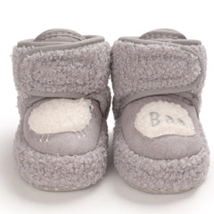 Baby Unisex Fur Animal Print Velcro Booties (Grey)-BT5038