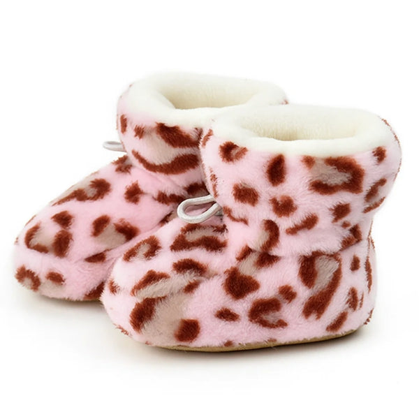 Baby Unisex High Ankle Fur Slip-on Booties (Pink,Brown)-BT5039