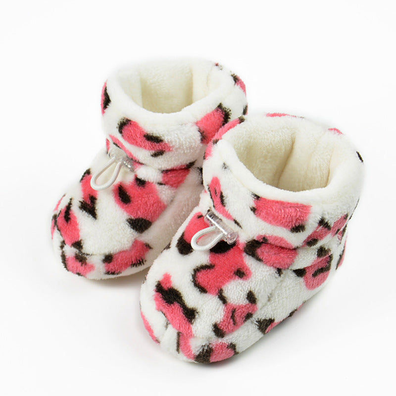 Baby Unisex High Ankle Fur Slip-on Booties (White,Red)-BT5040