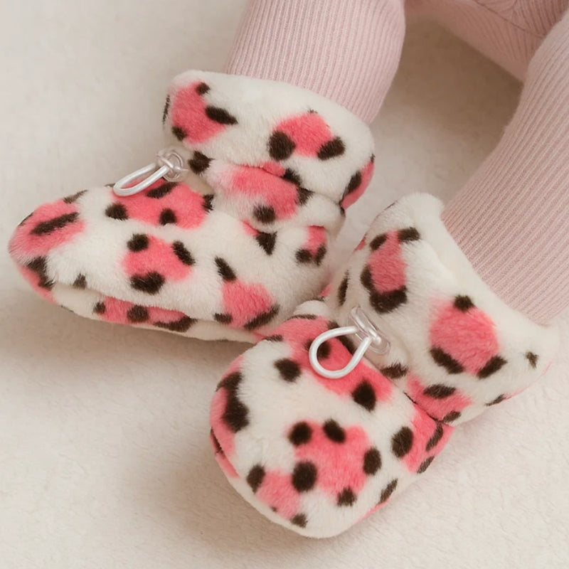 Baby Unisex High Ankle Fur Slip-on Booties (White,Red)-BT5040