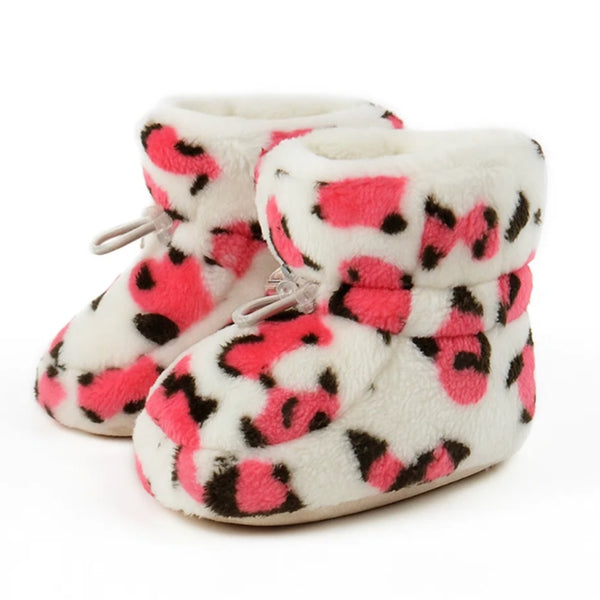 Baby Unisex High Ankle Fur Slip-on Booties (White,Red)-BT5040