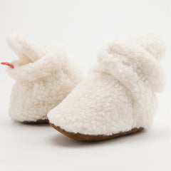 Baby Unisex Fur Velcro Booties (Cream)-BT5041
