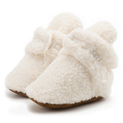 Baby Unisex Fur Velcro Booties (Cream)-BT5041
