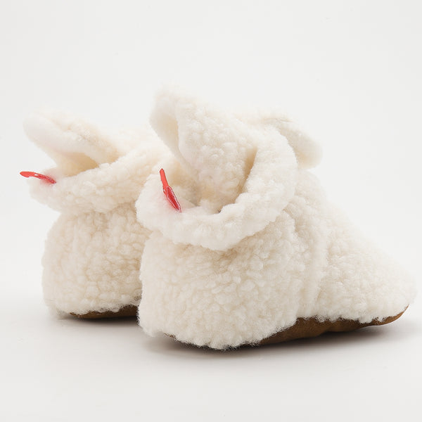 Baby Unisex Fur Velcro Booties (Cream)-BT5041