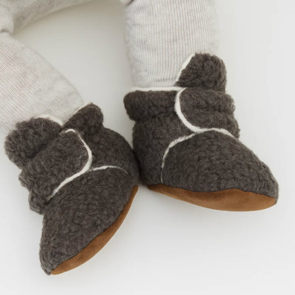 Baby Unisex Fur Velcro Booties (Grey)-BT5042