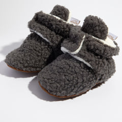 Baby Unisex Fur Velcro Booties (Grey)-BT5042