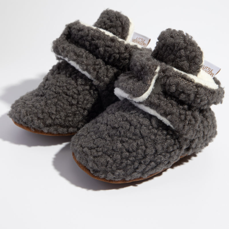 Baby Unisex Fur Velcro Booties (Grey)-BT5042