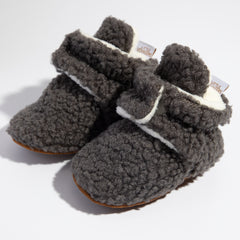 Baby Unisex Fur Velcro Booties (Grey)-BT5042